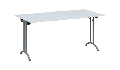 SLA 160 lak skládací jednací stůl 1600x800, deska 25 mm, podnož stříbrný lak, deska bílá